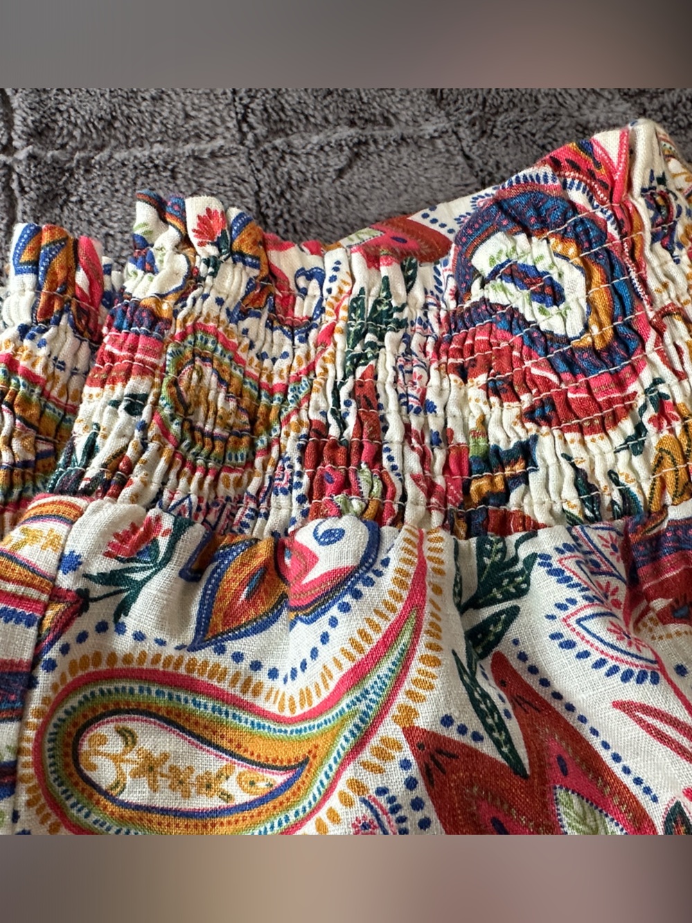 BODEN 100%Linen Pants Wide Legs Shirred Waist Paradise Paisley 28.5 long (mix48 - Picture 7 of 7